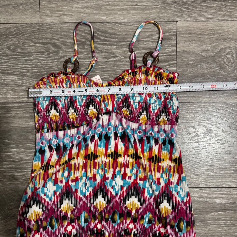 No Boundaries Y2K Multicolor Smocked Boho Tank Top Spaghetti Strap S - Picture 11 of 14